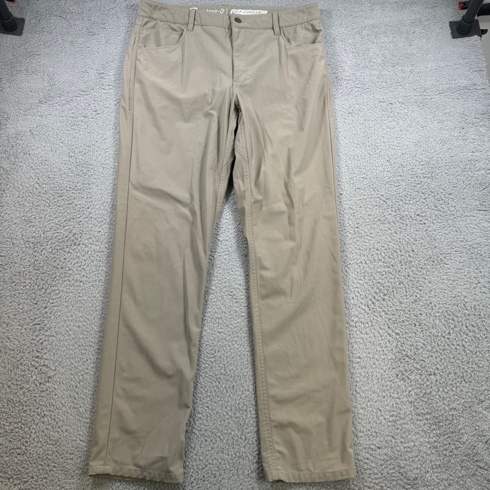 Johnnie-O PREP-FORMANCE Mens Khaki‎ Tan Golf Pants 35x32 Polyester Straight Leg